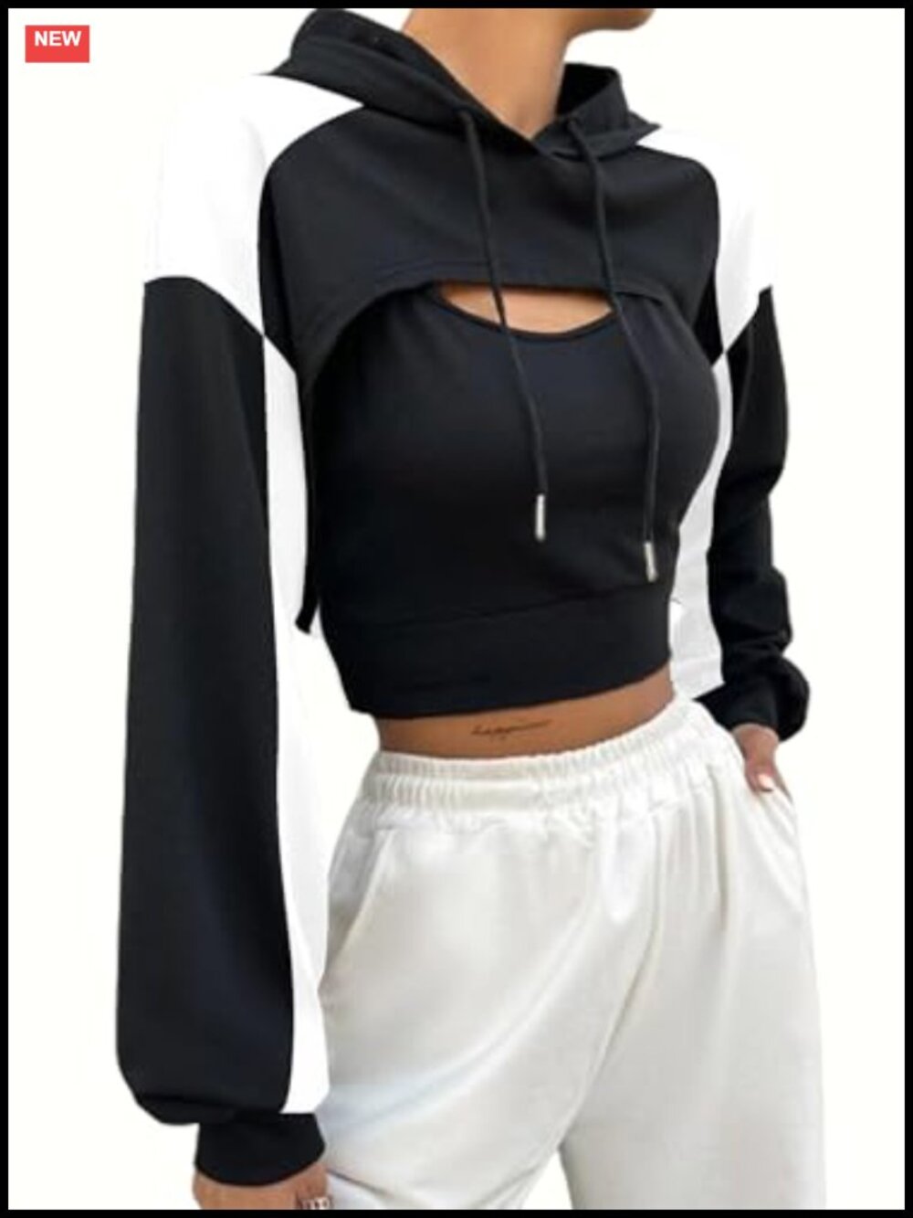 Super Cropped Hoodie Long Sleeve Workout Top Loose Fit Pullover